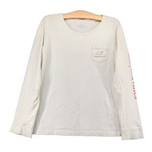 Vineyard Vines Tshirt Mens Large Long Sleeve White Crew Neck Chest Pocket Cotton